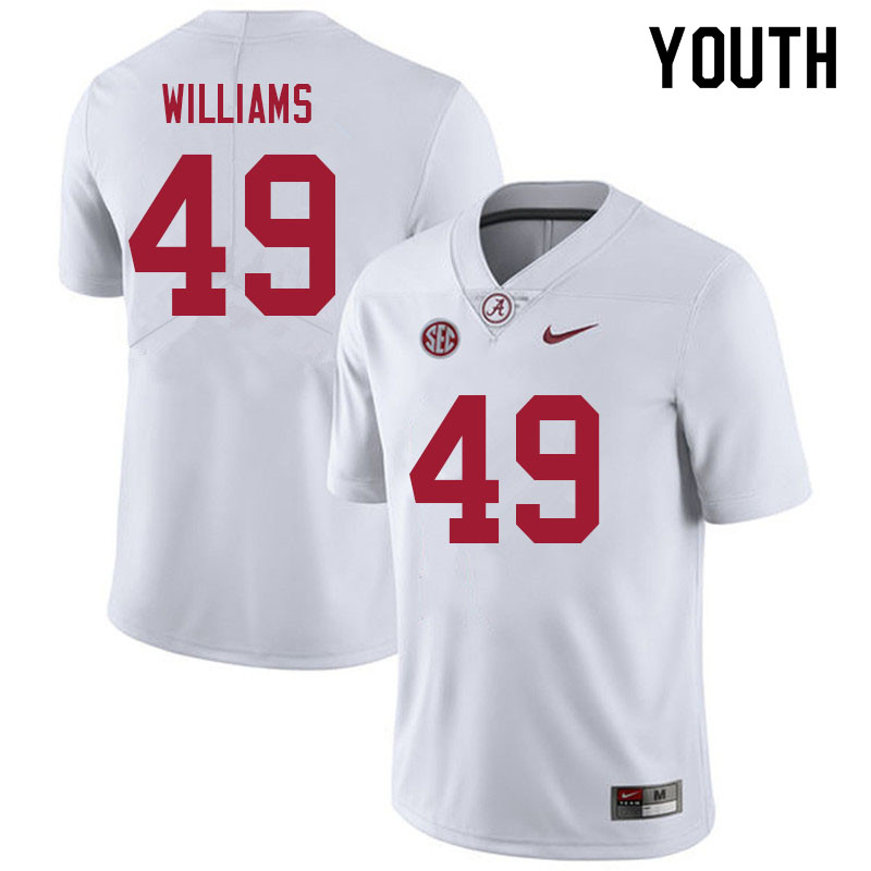 Alabama Crimson Tide Youth Kaine Williams #49 White NCAA Nike Authentic Stitched 2021 College Football Jersey AE16N40PL